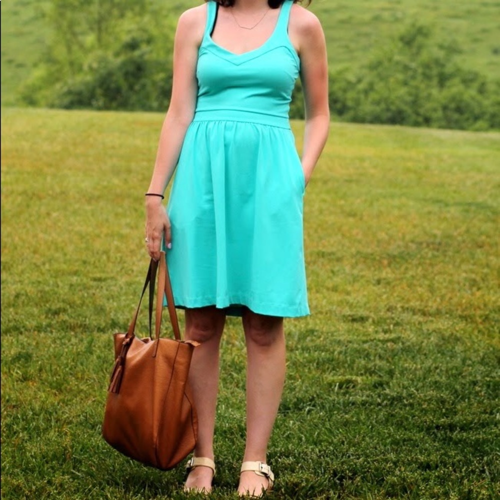 Cynthia Rowley Scuba Racerback Dress in Turquoise
